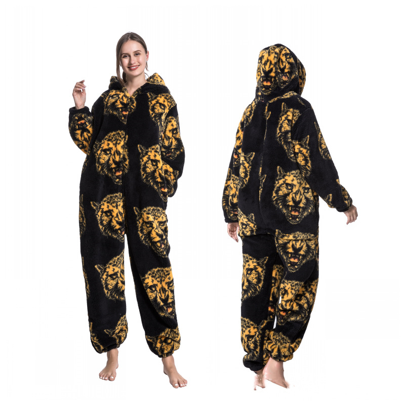 Title 4, Hooded Thick Cartoon Animal One Piece Pajamas