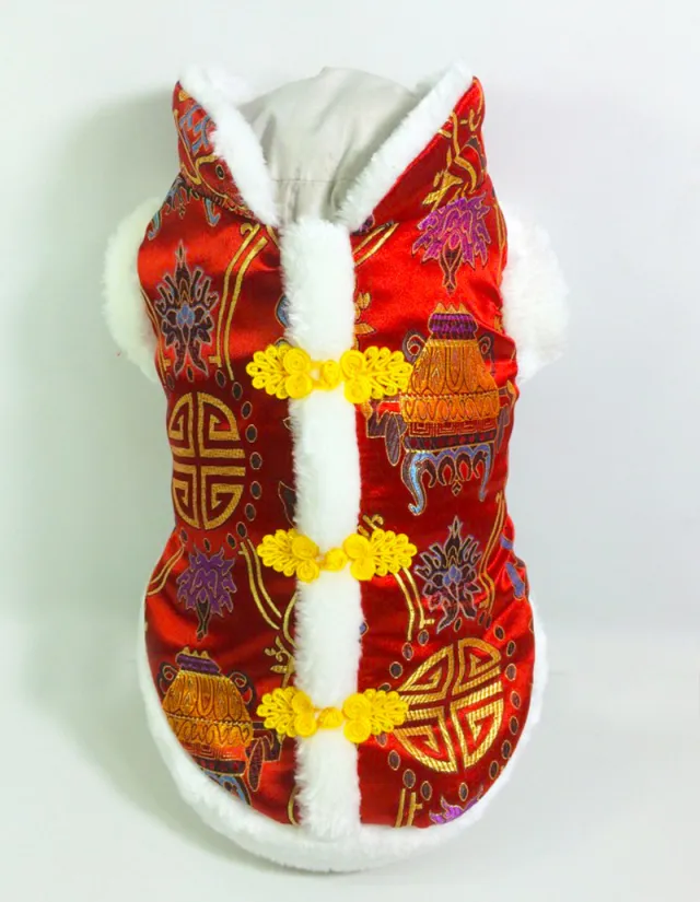 Chinese style Pet Clothes Keep Warm In Tang Suits Every Year Red - Shop at LoveMi