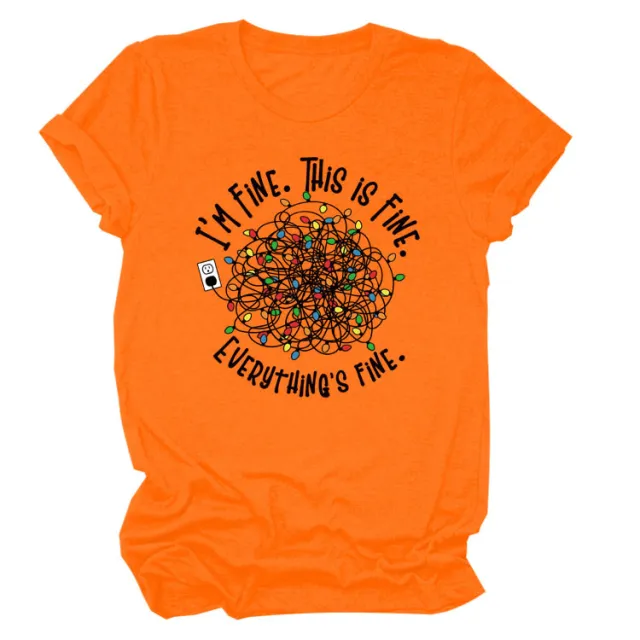 Pattern Printing Short sleeved T shirt Orange Black Color - Shop at LoveMi