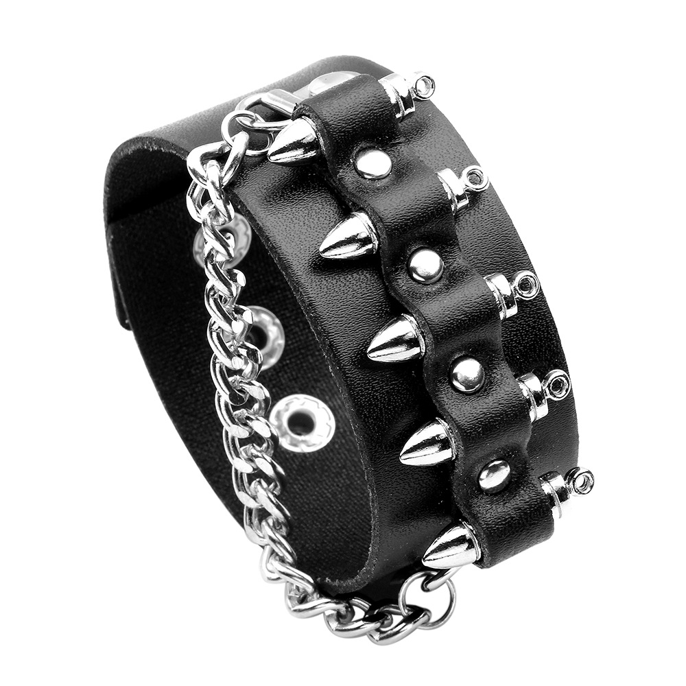 Fashion Men's Rivet Cowhide Chain