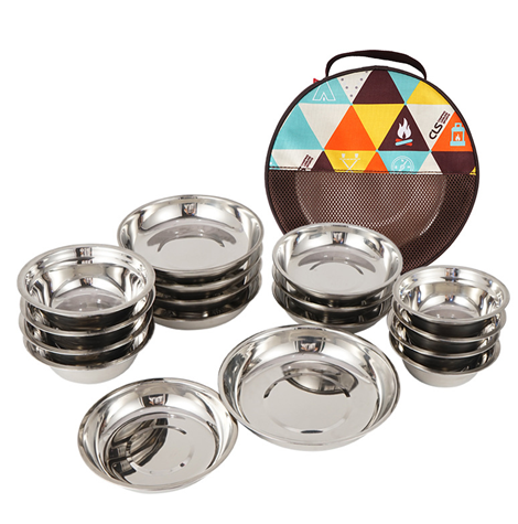 Title 3, Stainless Steel Dinner Plate 17-piece Set Campi...