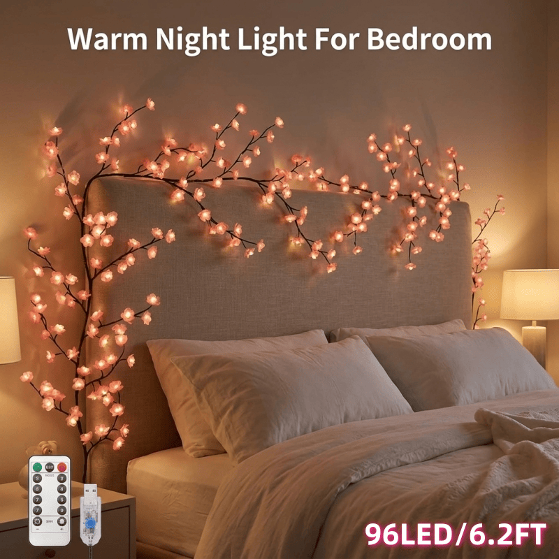LED Tree Branch Lights For Wall, Cherry Blossom Lights Vine Lights With Remote And 8 Lighting Modes Cherry Blossom Garland Willow Vine For Bedroom Indoor Wall Christmas Decor — foto 5
