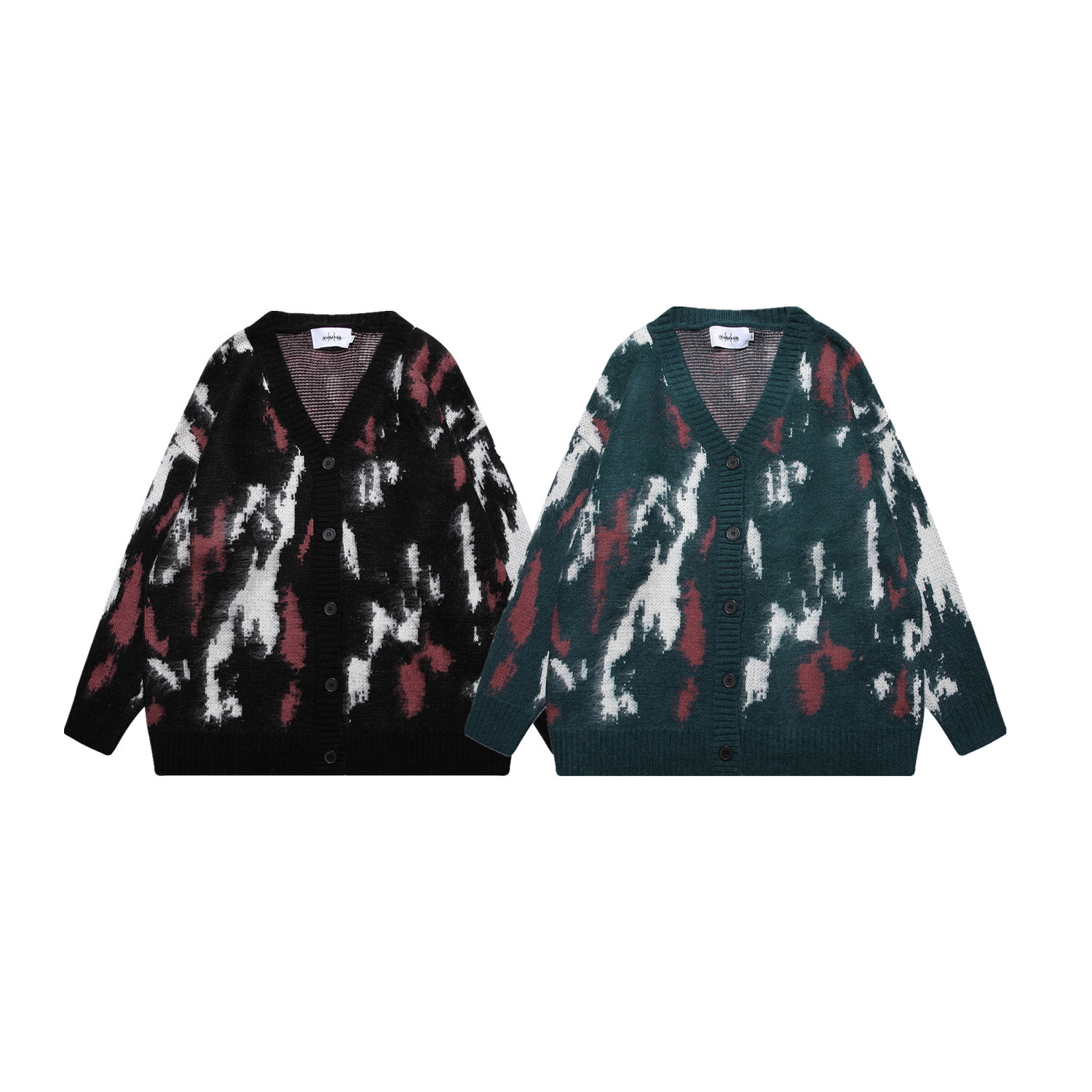 Title 2, Retro Graffiti Sweater Cardigan Coat All-matchi...