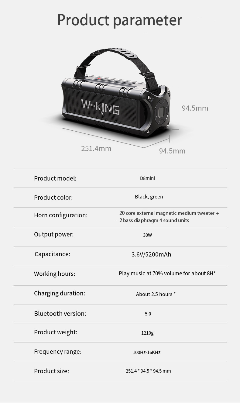 Title 14, W-KING D8mini Caixa de Som Bluetooth 30W Potent...