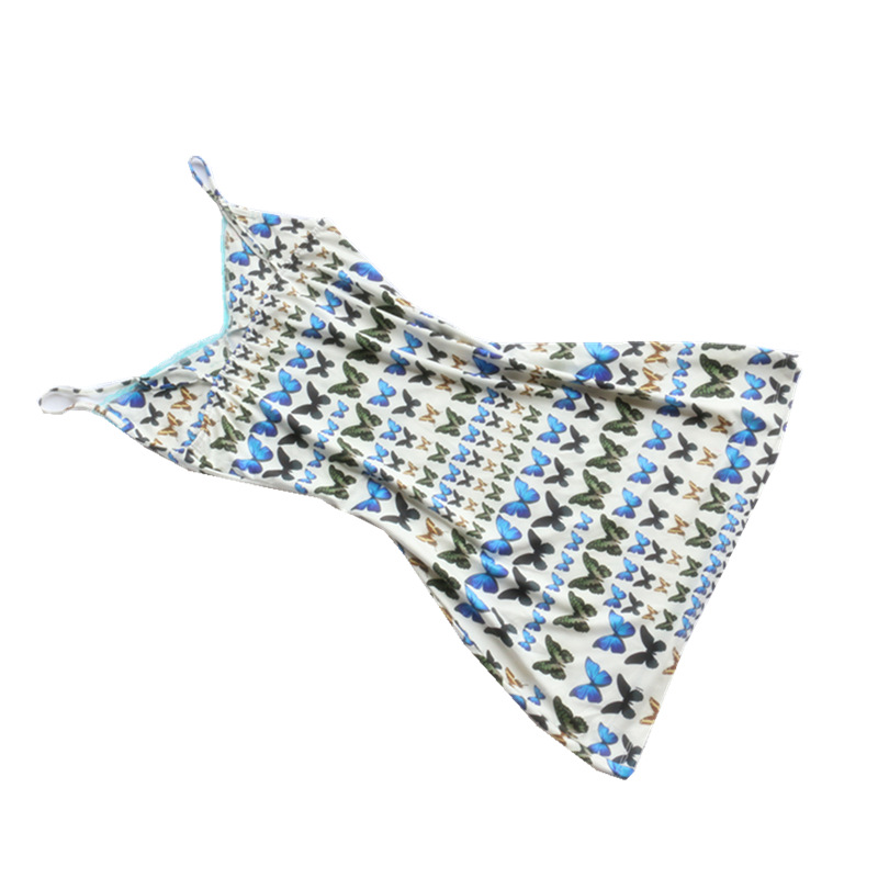 Lace Edge Stitching Sweet Sling Butterfly Print Slim Dress