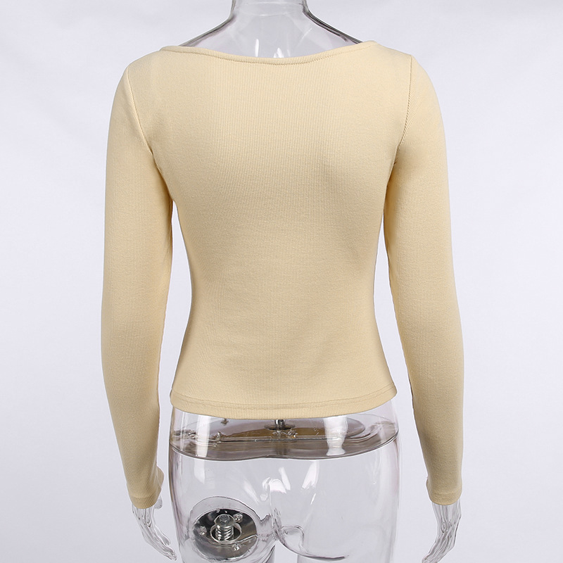 Title 8, Sexy Collarbone V-neck Top Temperament Slim Swe...