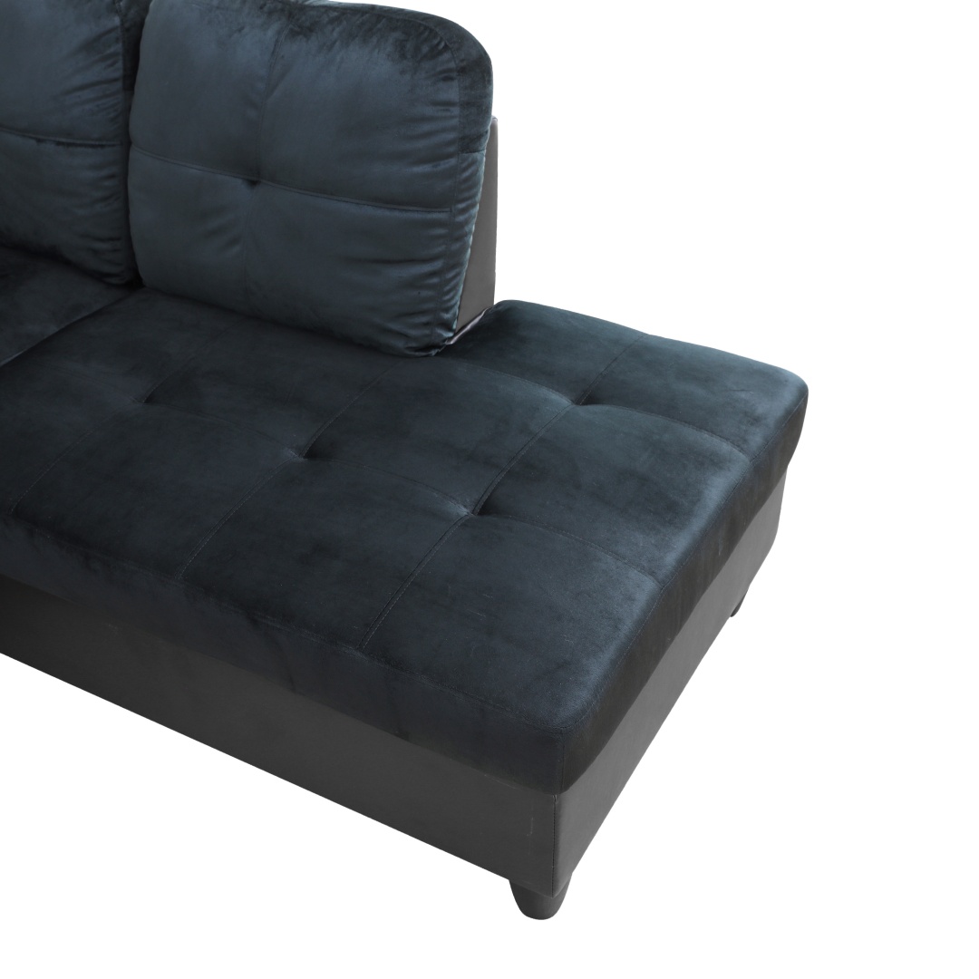 Pickup Only--Dark Blue And Brown Color Lint And PVC 3-Piece Couch Living Room Sofa Set