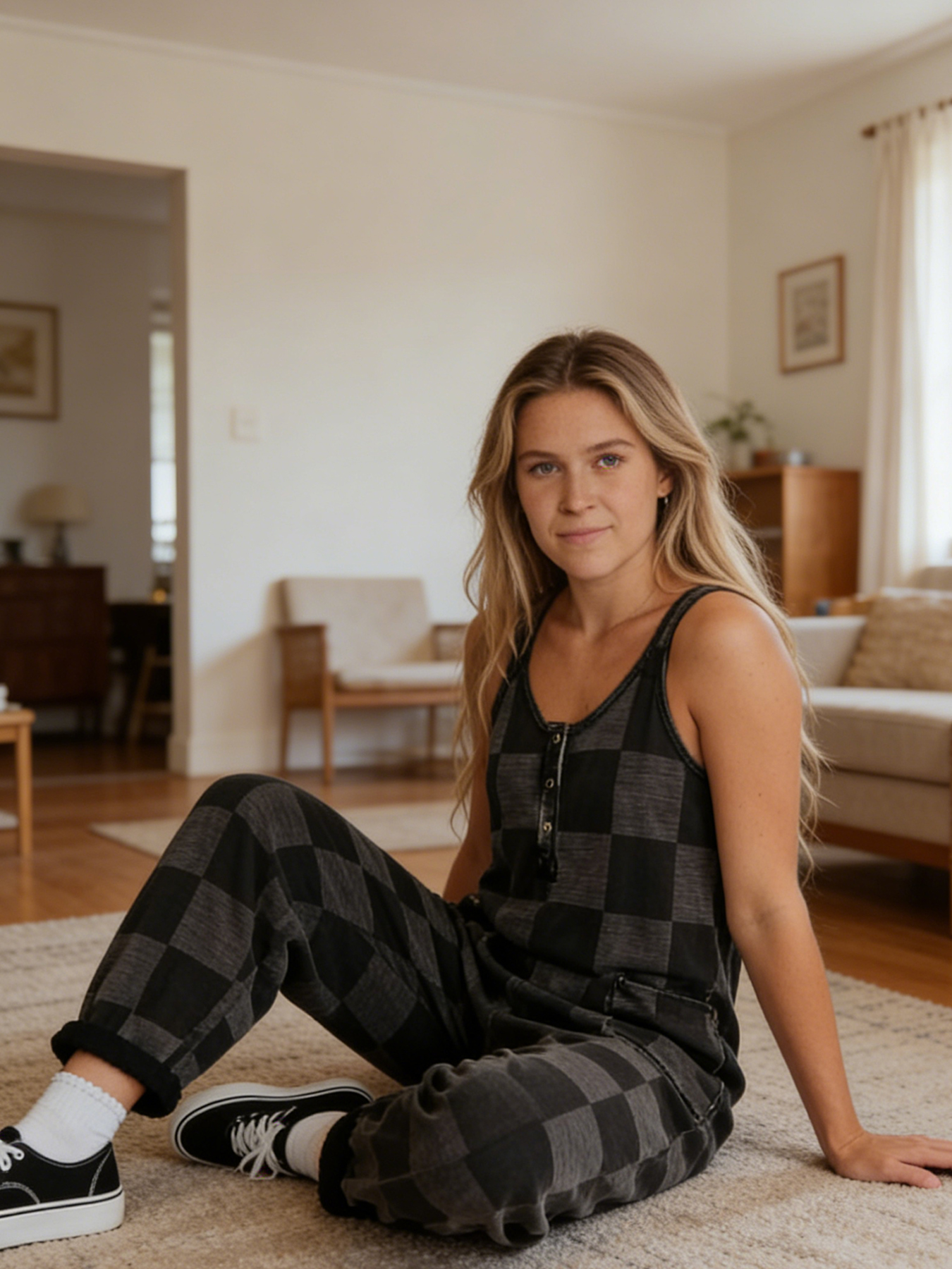 New Women's Plaid Print Jumpsuit With Large Pockets, Halter Neck, Open Back, Loose Fit. Machine Washable And Suitable For Everyday Wear. — foto 5