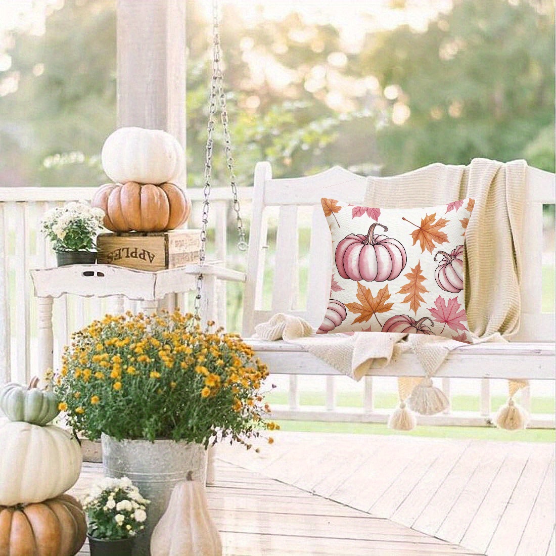 4 Pack Fall Pillow Covers 18x18in Farmhouse Pumpkin Maple Leaf Cushion Case Autumn Sofa Couch Decor For Autumn Thanksgiving Harvest Decorations — view 5