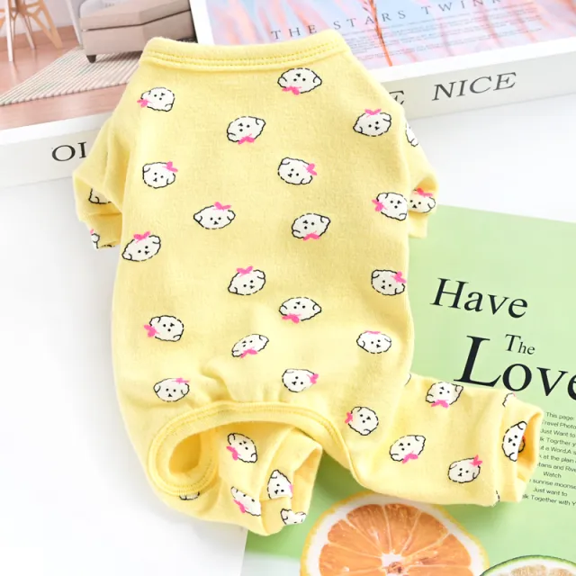 Cotton Cute Pet Pajamas Puppy Dog Clothes Spring And Autumn Yellow - Shop at LoveMi