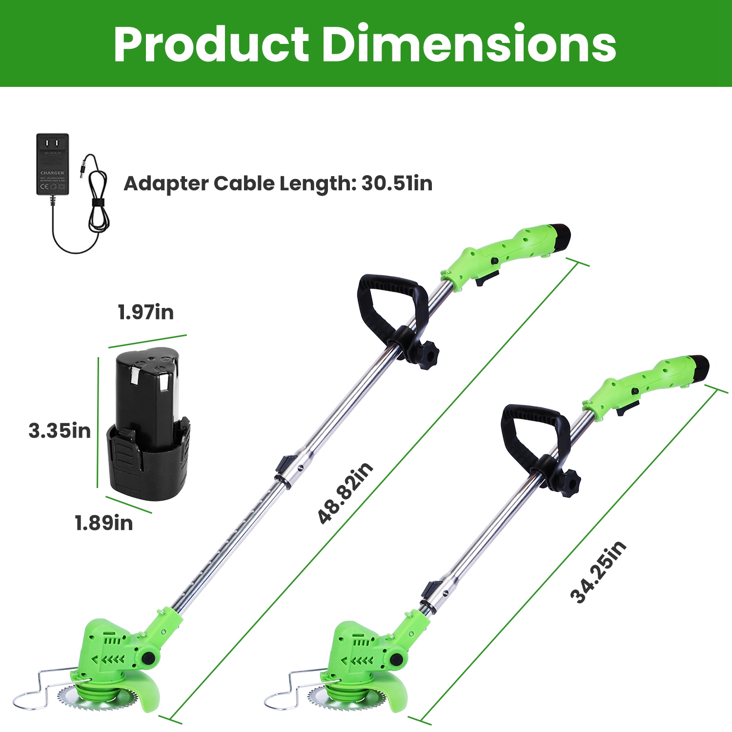 12V 200W Cordless Grass Trimmer Rechargeable Lawn Mower 9000M Per Min Weed Cutter With Saw Blade 2 Stainless Steel Blades 10 Plastic Blades 2 Rechargeable Batteries Goggles Gloves