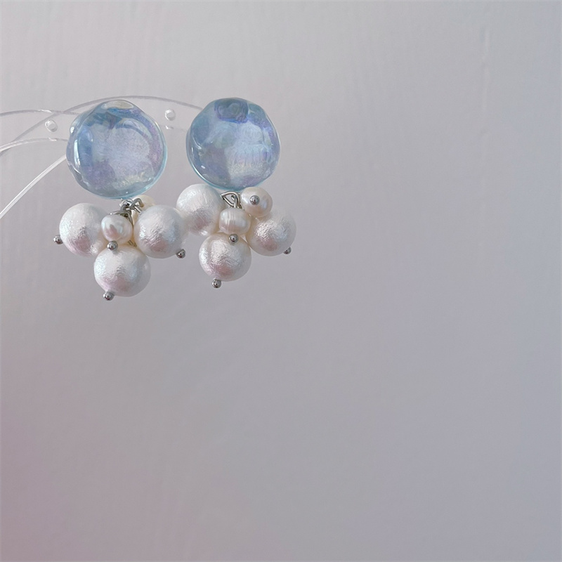 Title 5, Cool Summer Blue Water Ripple Pearl Flower Clus...