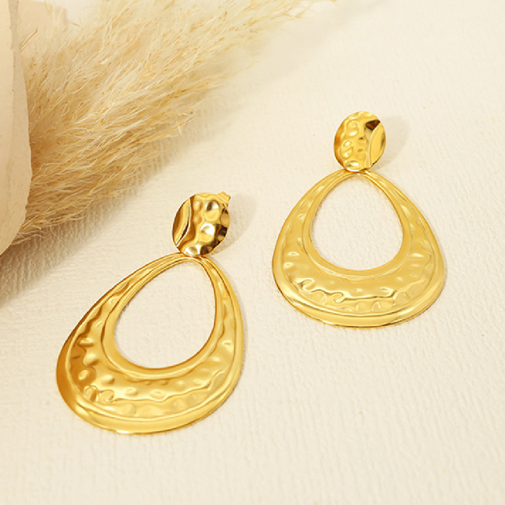 Title 3, Retro Knock Pattern Golden Titanium Steel Ear S...