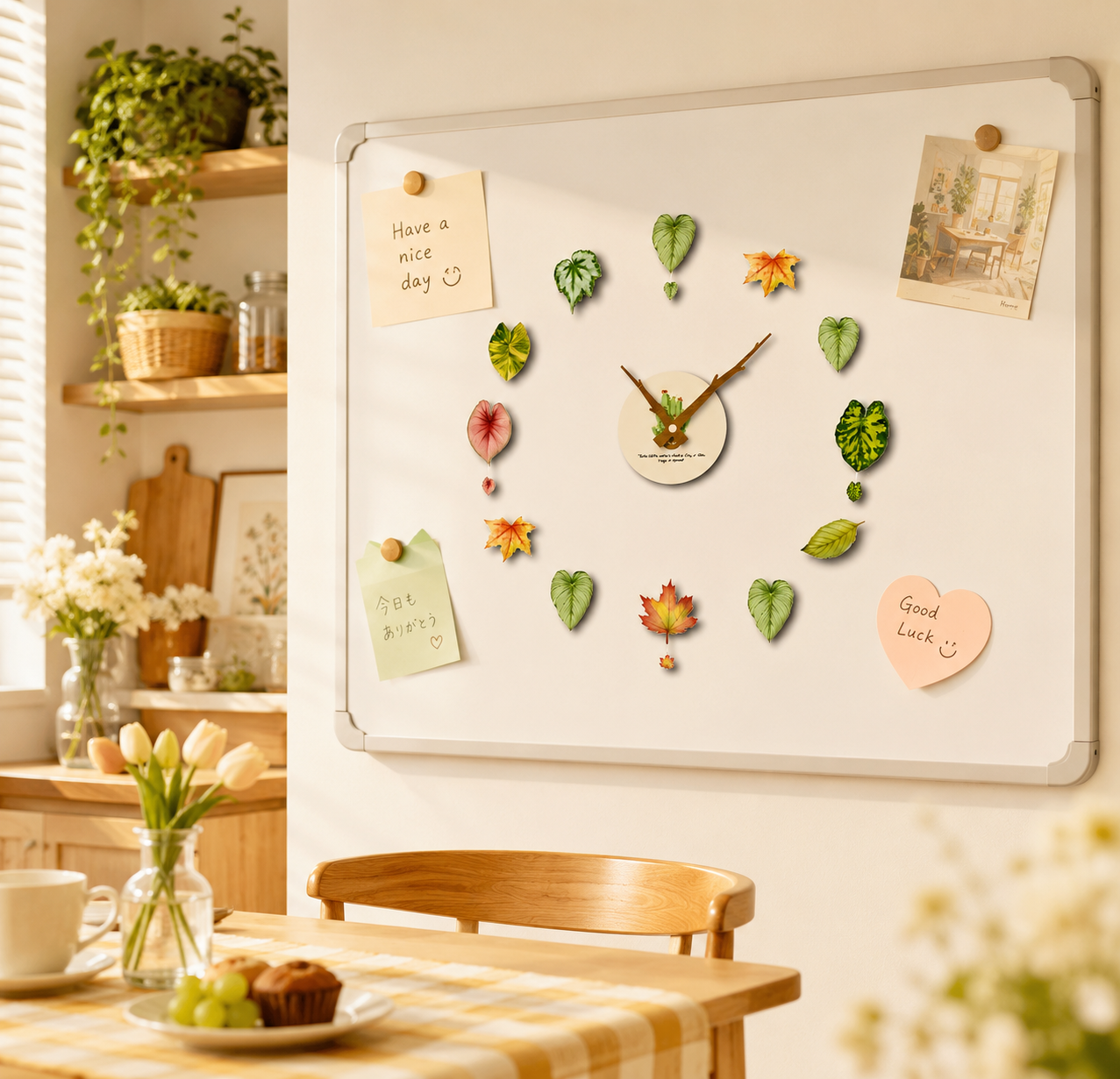 Green Leaf Magnetic Fridge Clock