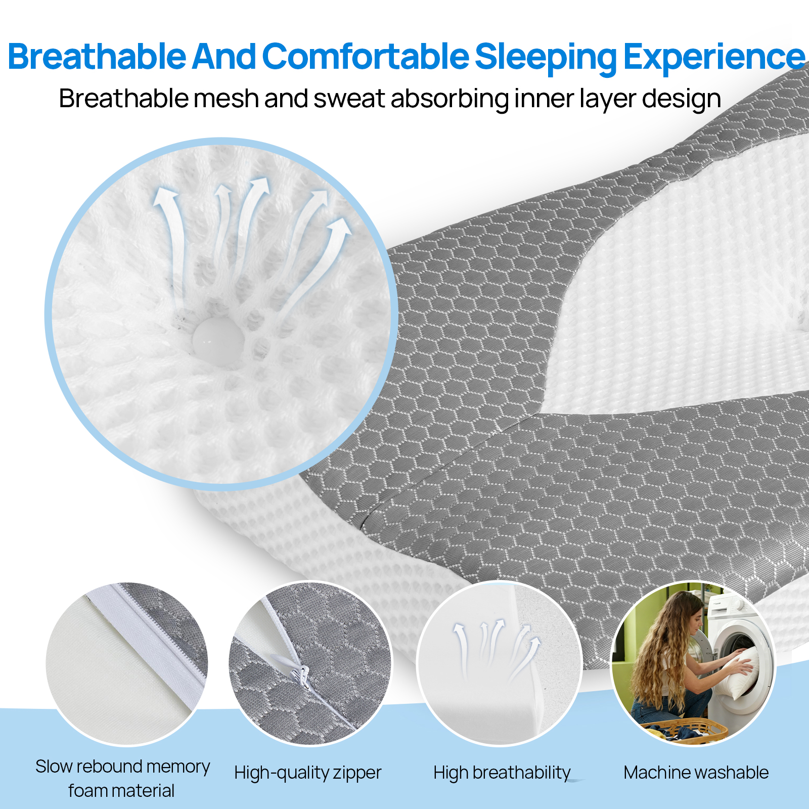 Cervical Neck Pillow, Cooling Ergonomic Memory Foam Pillows image 11