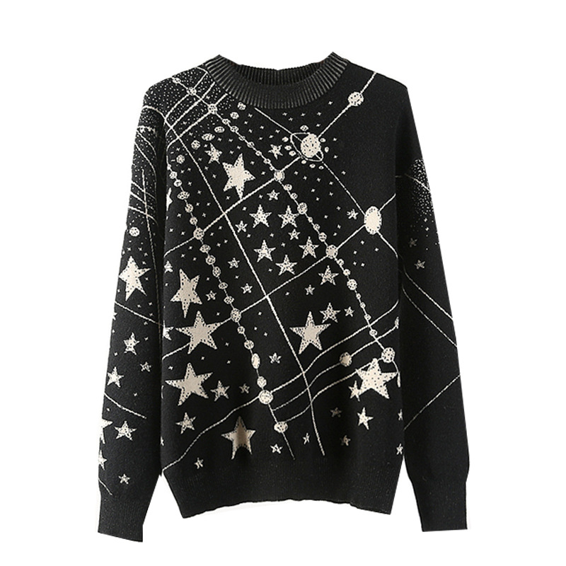 Title 6, Catwalk Starry Sky Cartoon Jacquard Sweater