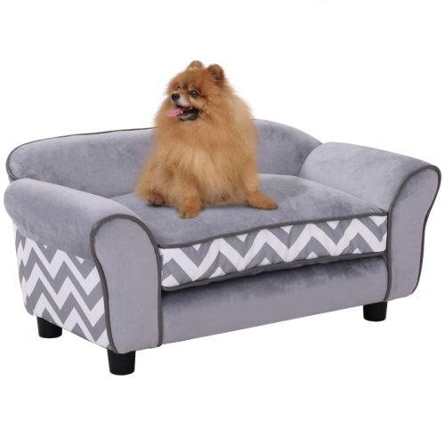PawHut Dog Sofa Bed For XS Sized Dogs, Cat Sofa With Soft Cushion, Pet Chair Lounge With Washable Cover, Removable Legs, Wooden Frame Grey - Shop at LoveMi