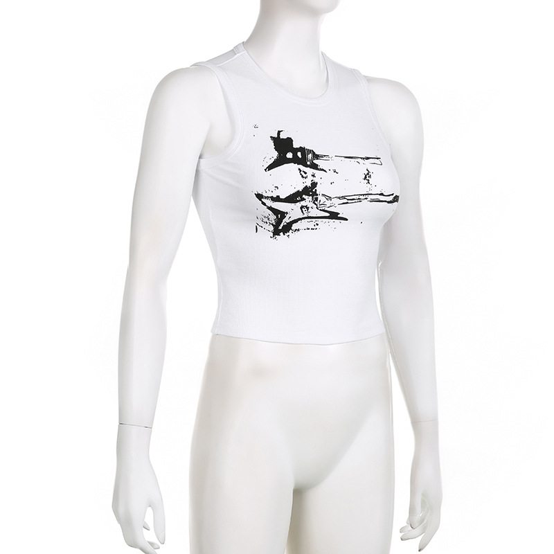 American Guitar Doodle Print Vest