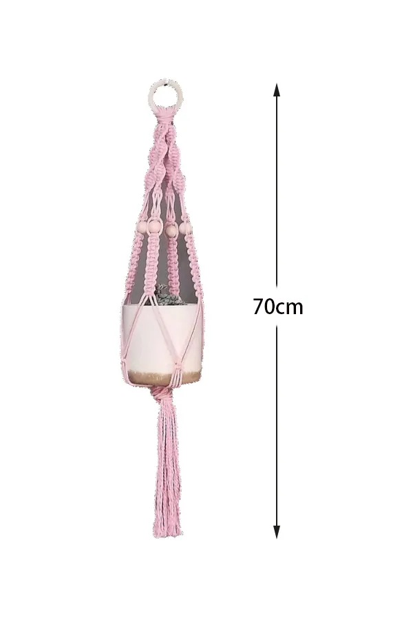 Woven Hanging Basket Hanging Rope Hanging Basket Plant Pot Green Plant Net Pocket Balcony Pink - Shop at LoveMi