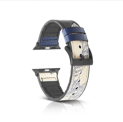 Light Luxury Smart Watch Leather Strap - Inkblue Marl