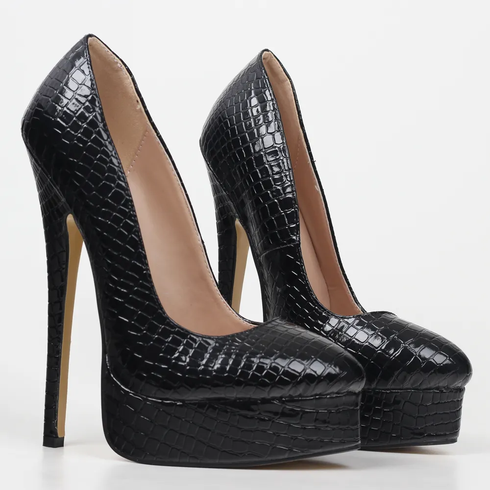 Stiletto Platform Wedding High Heels - Black