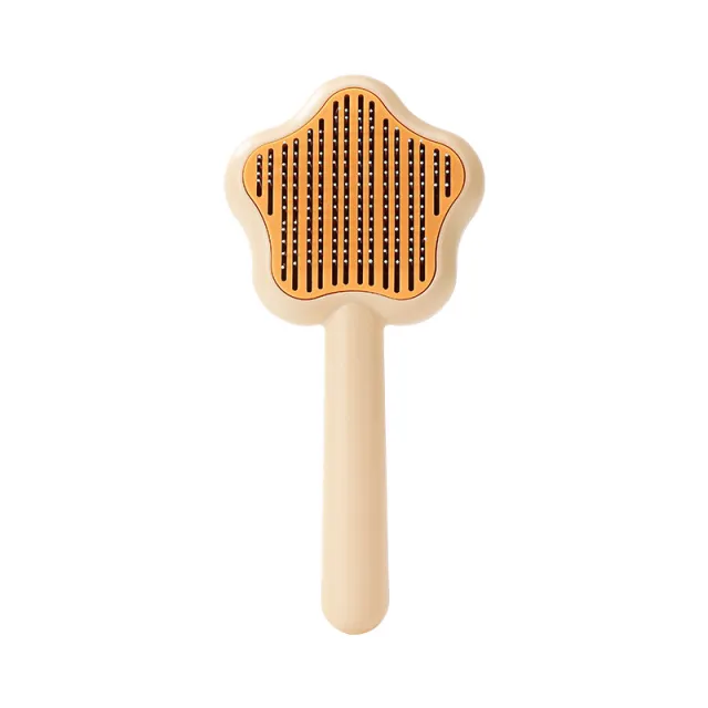 Cat Comb Magic Wand Self Cleaning Pet Comb Stainless Steel Needle Comb Yellow - Shop at LoveMi