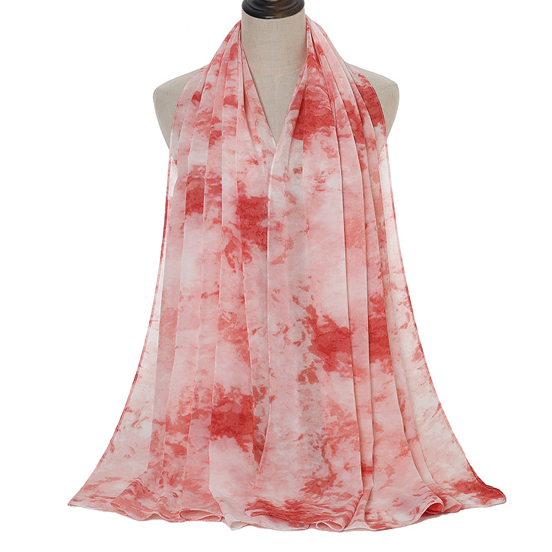 Tie-dye Printed Pearl Chiffon Scarf Shawl