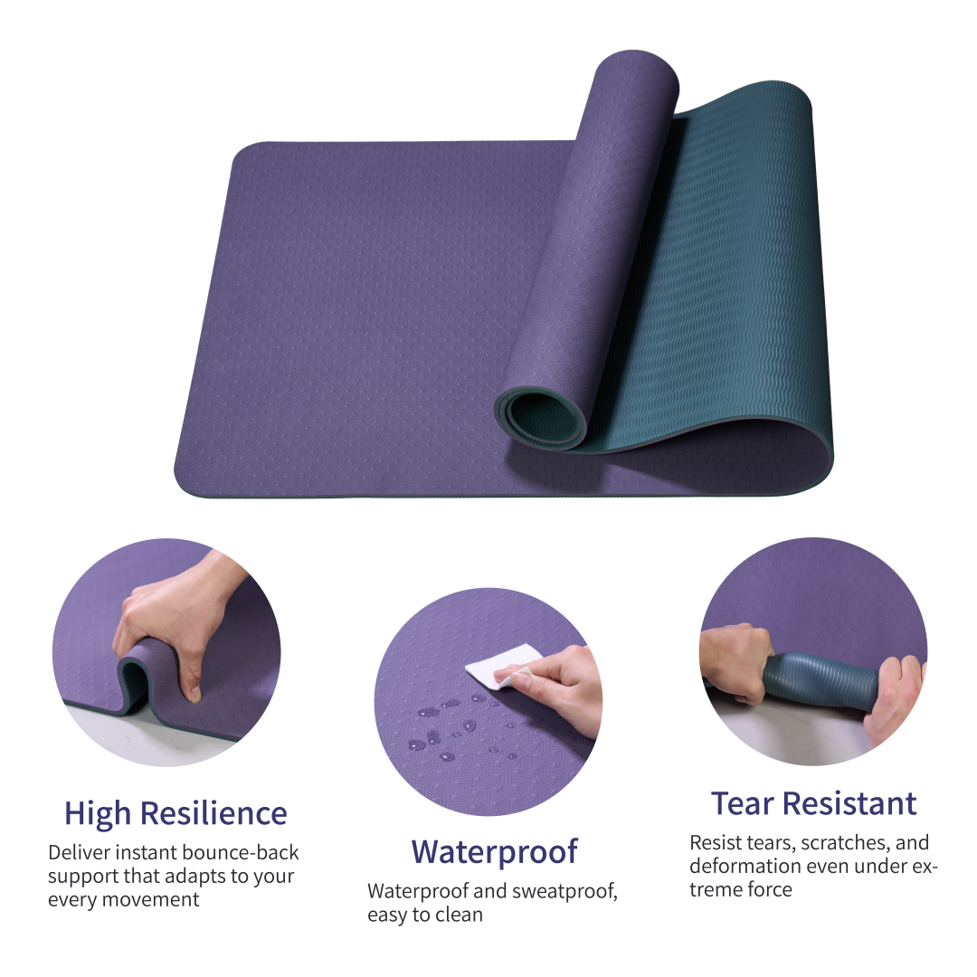 Yoga Mat, Exercise Yoga Mat With Non-Slip Design, Professional TPE Exericise Mat, 72 X 24 Multi-Purpose Workout Mat For Women, Pilates Fitness And Floor Exercises