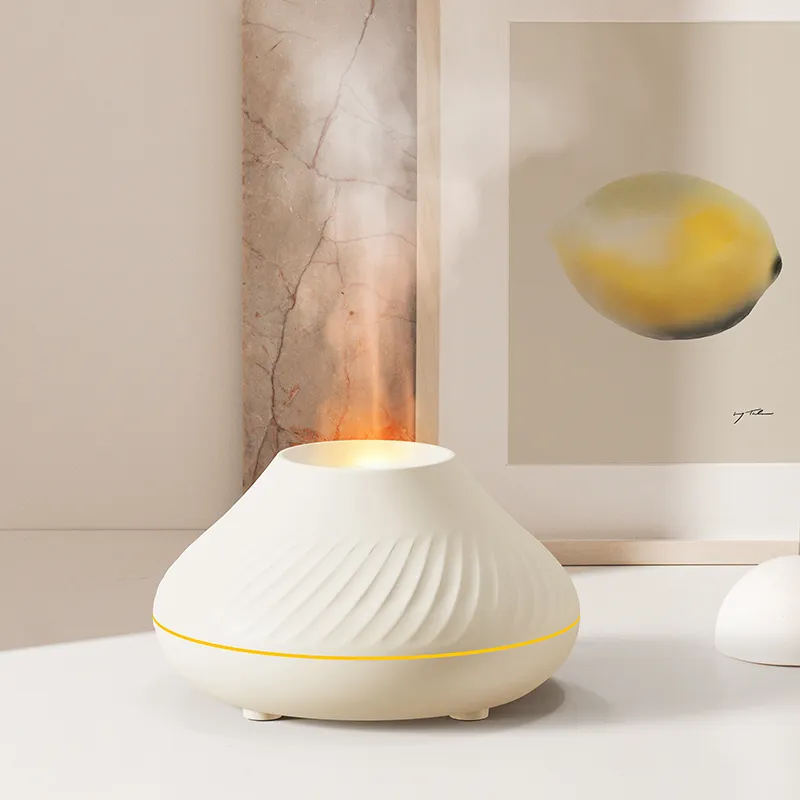 Newest RGB Flame Aroma Diffuser 130Ml 3d Colorful Flame Humidifier Fire Volcano Diffuser Flame – image 2