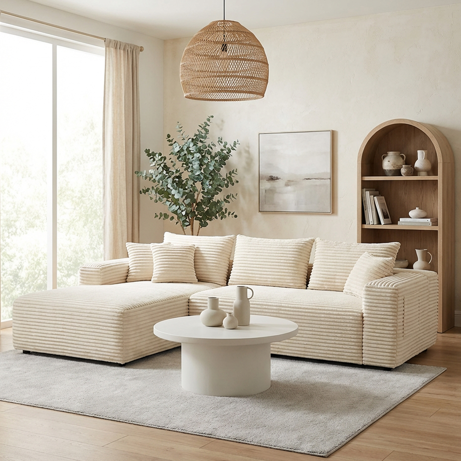 YM3116250005811& YM3116250006111 Combination Products Are Not Sold Sep-L Shape Modular Sectional Couch Spacious Comfortable 2 Seater Sofa With Pillows For Living Room Office No Assembly Required Beig
