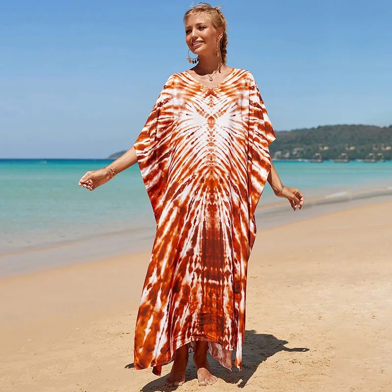 Beach Blouse Rayon Positioning Printing Gown - Embroidered Red System