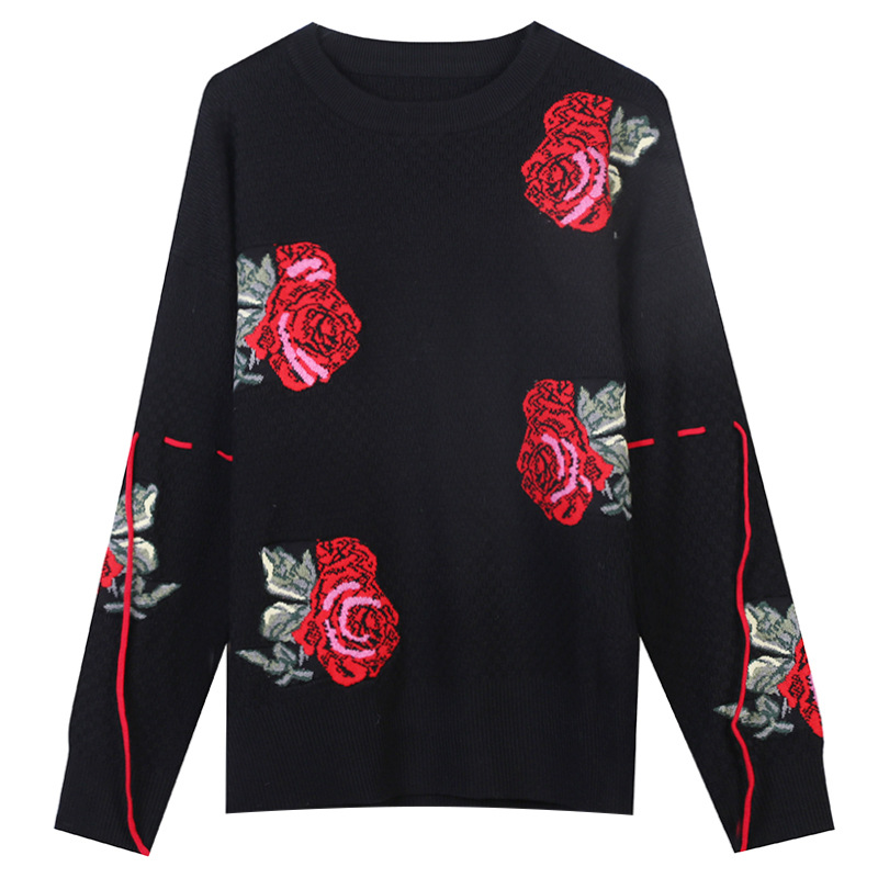 Title 6, T-Shirt Black Big Rose Side Split Lace Up Sweat...