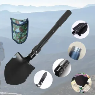 Foldable Portable Truck-Mounted Engineer Shovel Camping Tent Outdoor Shovel Self-Defense Survival Tool Compass Storage Bag