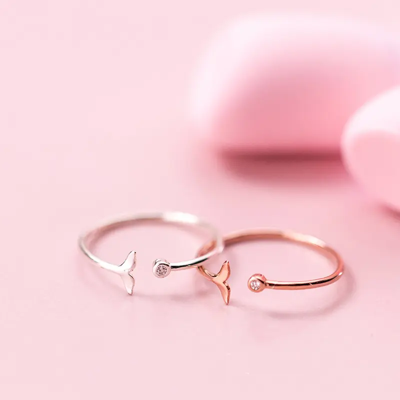 Personality Round Diamond Cute Fishtail Index Finger Ring