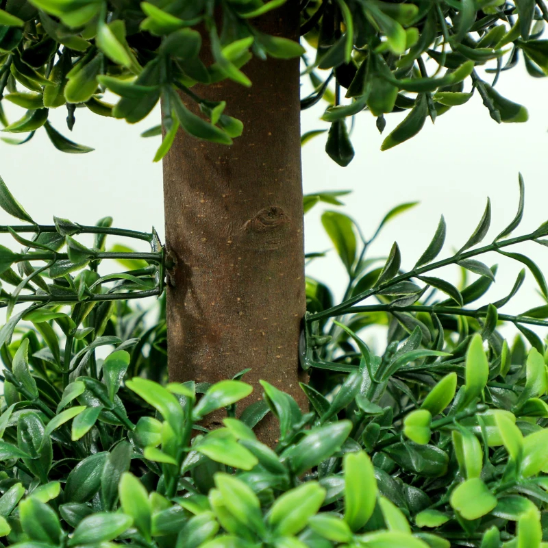 Set Of 2 Artificial Ball Boxwood Topiary Trees, Fake Plants In Pot For Indoor Outdoor Living Room Green