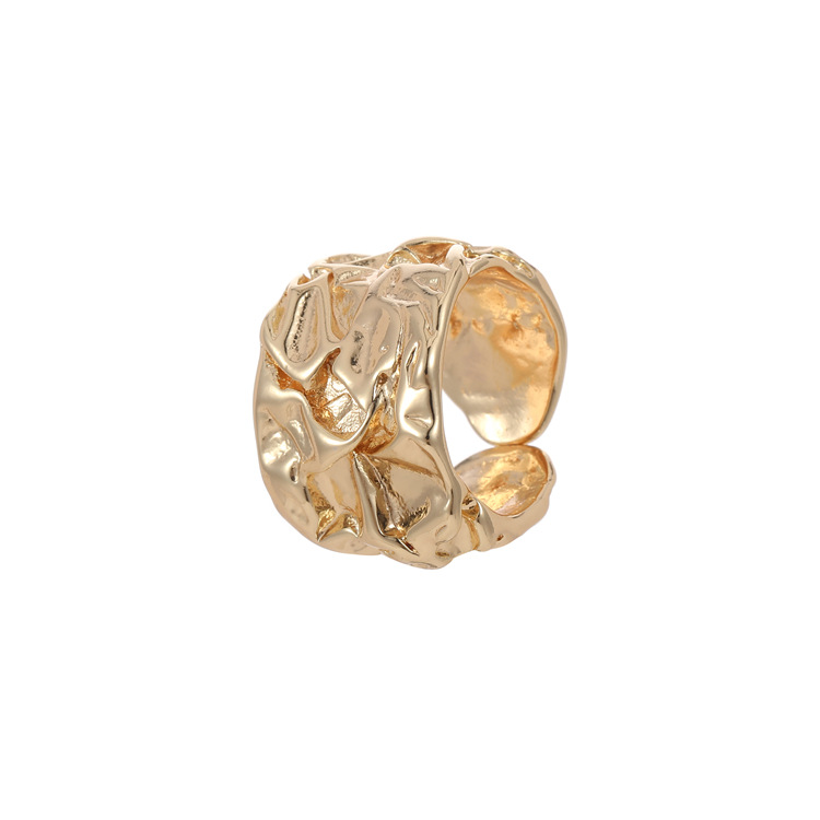 Title 2, Wide plate ring with irregular concave convex l...