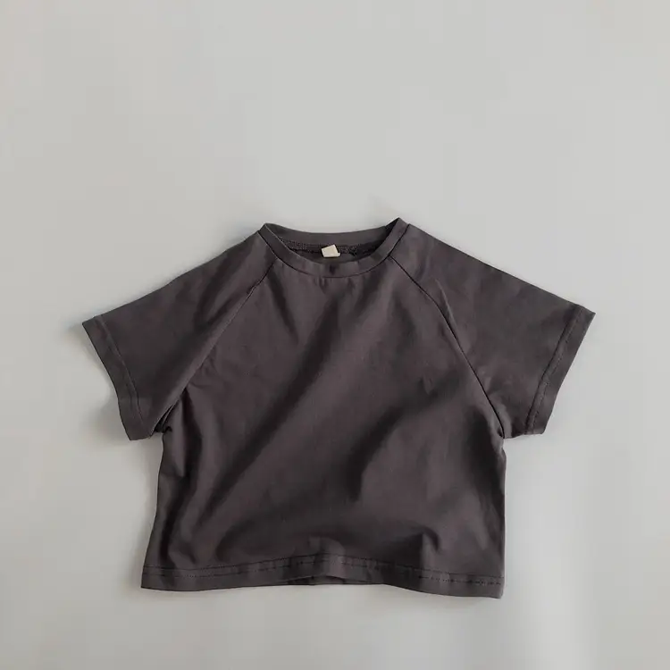 Boys' And Girls' Round Neck Bottomed Loose Basic Short Sleeves