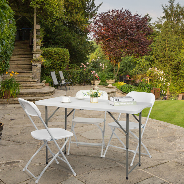 4ft White Foldable Courtyard Plastic Table