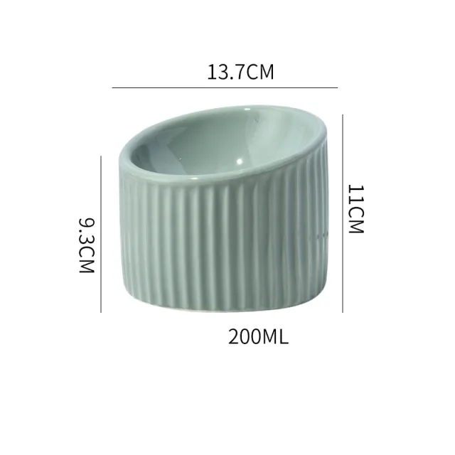 Elevated Cat Bowls Raised Cat Bowl For Indoor Cats Tilted Ceramic Elevated Food Or Water Bowls Anti Vomit Whisker Friendly Bowls Round Shape Ligh... Light Gree - Shop at LoveMi