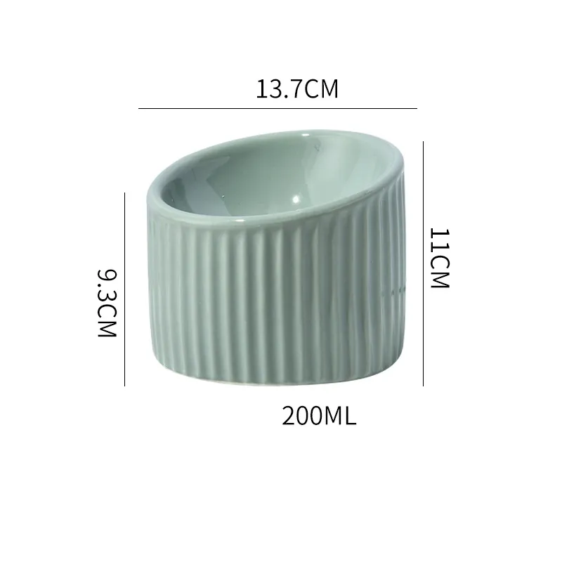 Elevated Cat Bowls Raised Cat Bowl For Indoor Cats Tilted Ceramic Elevated Food Or Water Bowls Anti Vomit Whisker Friendly Bowls Round Shape - Ligh...