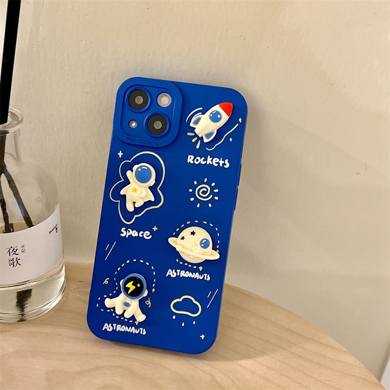 Pupil Eye Phone Case Cartoon Astronaut Klein Blue Soft