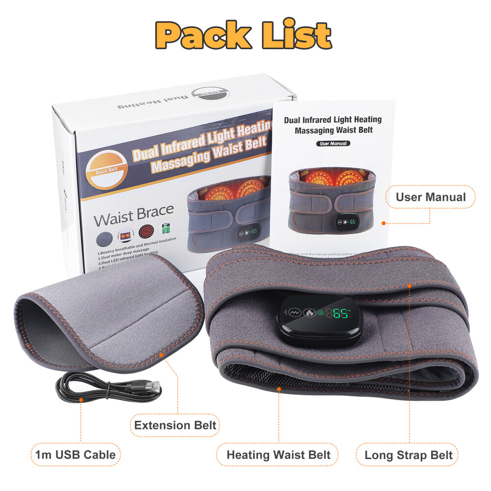 Electric Infrared Heated Waist Belt Vibration Massage For Lower Back Pain Relief — image 7