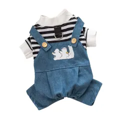 Striped Dog Jumpsuit Pet Clothing Puppy And Kitten Sweatshirt Chihuahua Costume French Bulldog Romper Luxury Dog Clothes New - Black And White - View 1