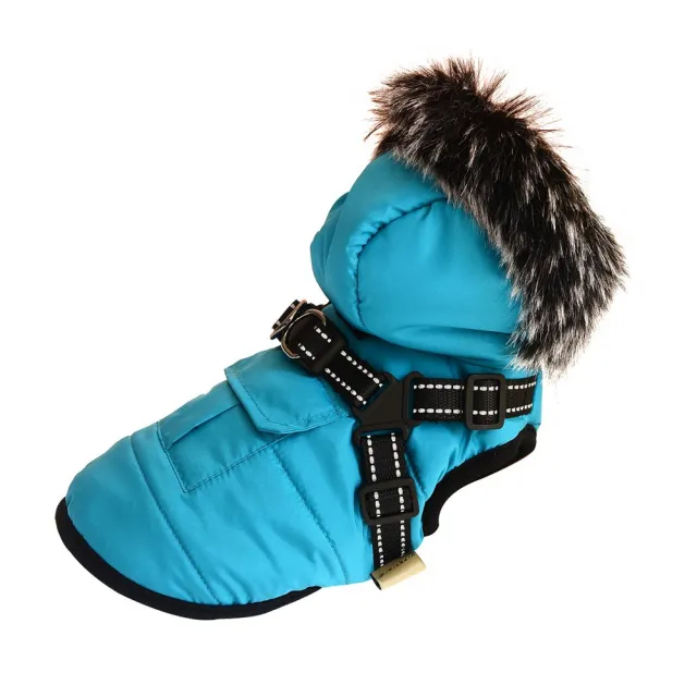 Thickened Winter Cotton Vest Warm Fur Collar Bluegreen - Shop at LoveMi