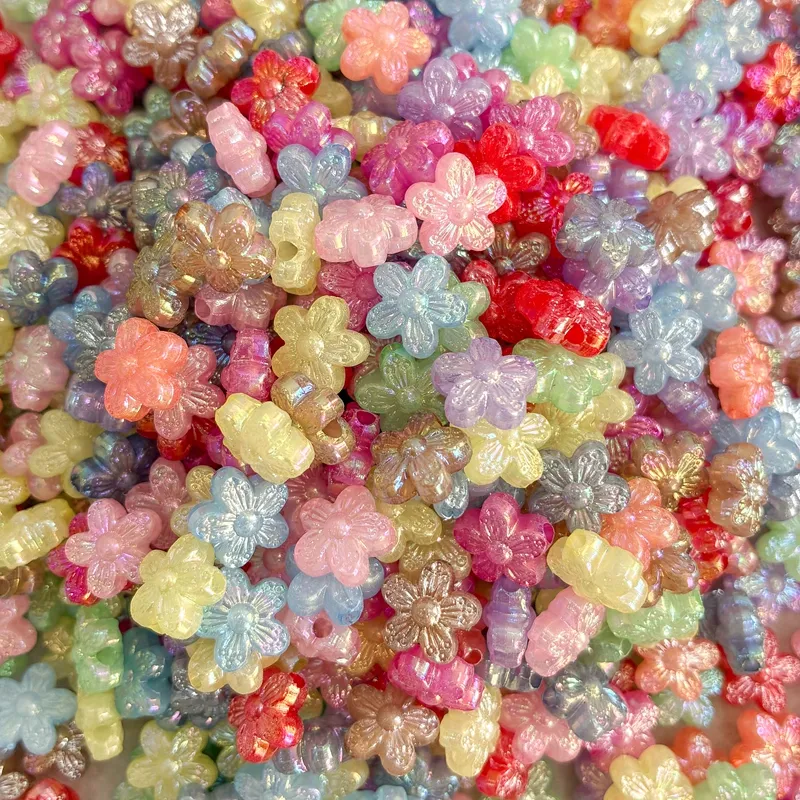 10mm Mixed Color Acrylic Five-Petal Flower Beads