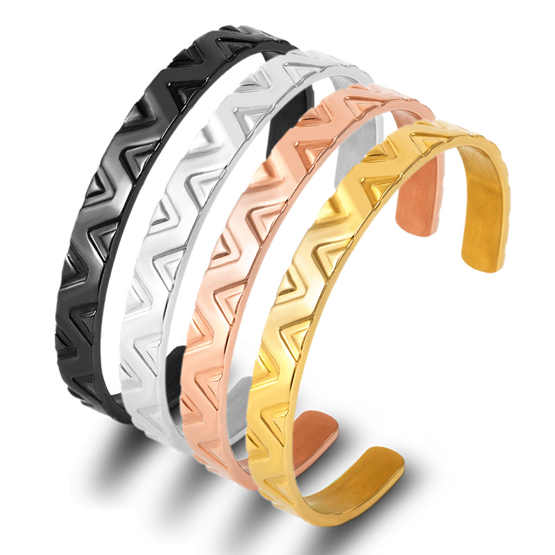 Personalized Couple C Type Titanium Steel 4 Color Bracelet