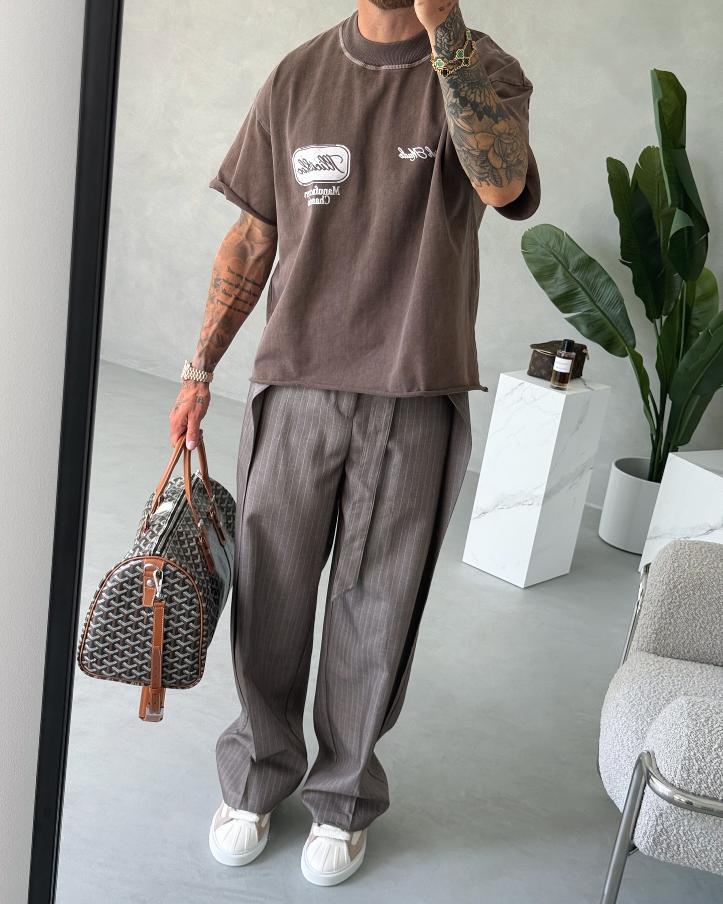 Men's Casual Striped Lace-Up Pants