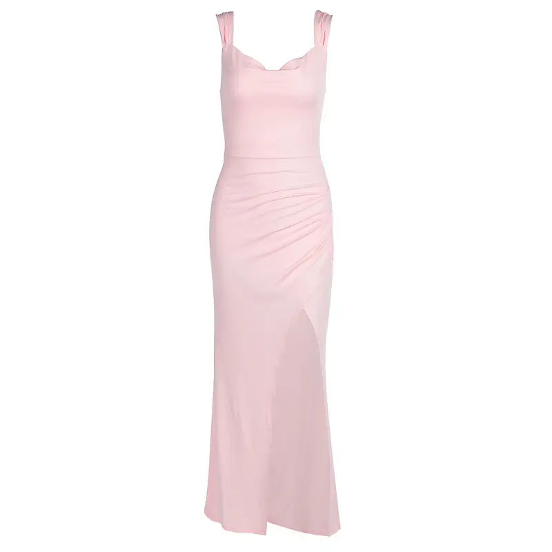 Slim Sleeveless Slit Dress with Back Tie Design Fashion Temperament Dresses