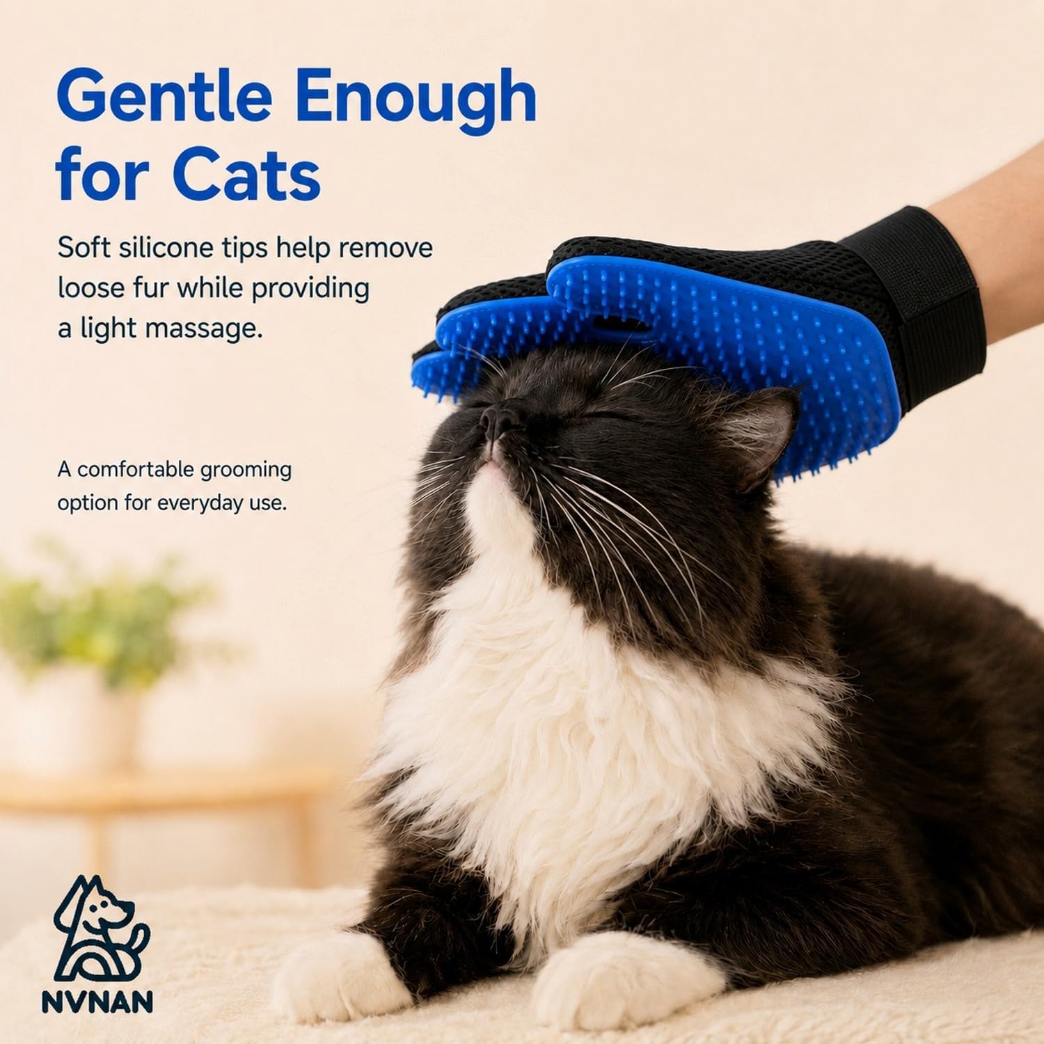 Pet Hair Removal Gloves 2 Pack, Blue Grooming Gloves For Dogs And Cats, Deshedding And Massage Gloves For Loose Fur