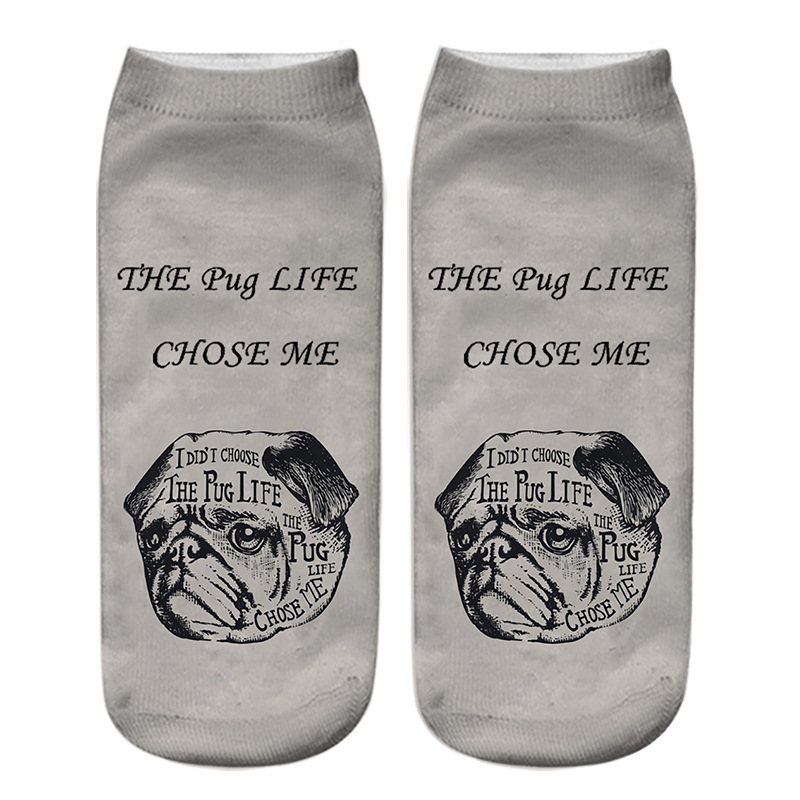 Title 14, Dog PUG cartoon 3D printing socks